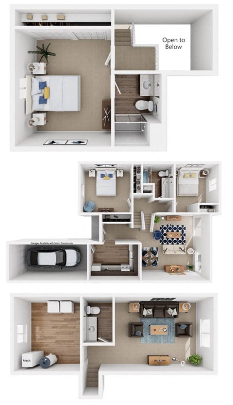 Floor plan for 3 beds, 2.5 baths, 1871 sqft